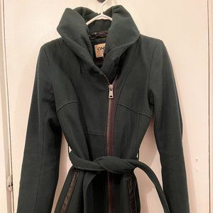Dark forest green tie coat